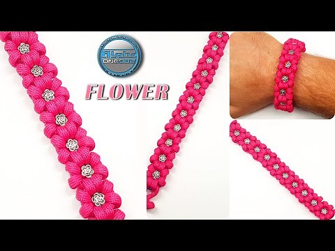 Awesome Paracord Bracelet Flowers with Flower Beads and without buckles - loop and knot