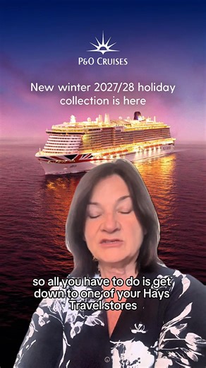 🚨 P&O Cruises’ Winter 2027/28 Collection is on sale now! 🚨 Picture yourself sailing into the sunset with everything taken care of! 🛳️ 🎉 10% low deposit 💰 10% early bird discount 🍹 20% off classic drinks package 💸 Spread the cost with interest-free monthly payments 🙌 PLUS the chance to WIN back the cost of your cruise Don't wait, get in touch today! T&Cs apply | Hays Travel Poole