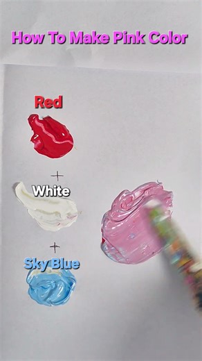 How To Make Pink Color from just Red White and Sky Blue #colormixing #paintmixing #pink