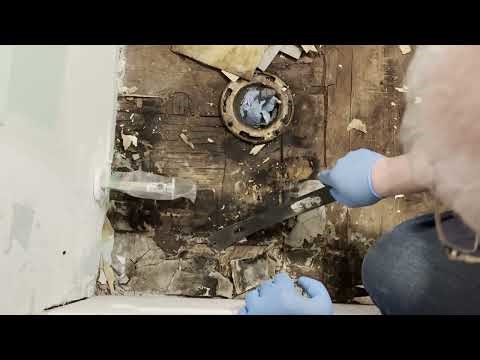 Bathroom Floor Removal... 3 layers removed & replaced a rotted area of subfloor