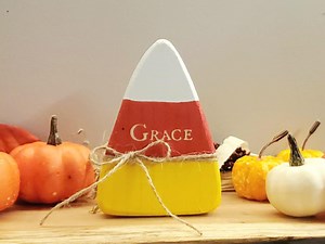 Rustic Candy Corn Shelf Sitter, Rustic Wood Candy Corn, Personalized Candy Corn, Fall Tier Tray Candy Corn, Primitive Candy Corn, Halloween - Etsy