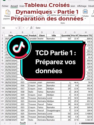 Préparer des données pour un tableau croisé dynamique