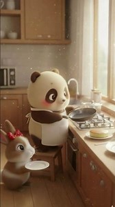 Pudding Panda funny video 😂 | Can You Predict the Pancake Fall? 🥞✨