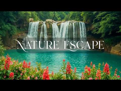 Crystal Bloom | Peaceful Waterfall 🌿 Nature Sounds, Birds & Relaxing Forest Ambience (1hr 30min)