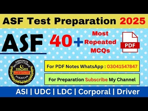 ASF Test Preparation | ASF Written Test Preparation 2025 | ASF Important questions