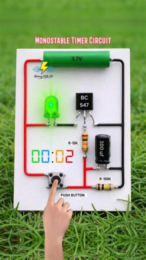 BC547 Delay Timer Circuit | Simple Monostable LED Timer DIY