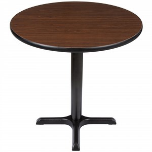 Lancaster Table & Seating 30" Round Reversible Walnut / Oak Table Standard Height Table and Base Kit with 22" x 22" Cast Iron Base