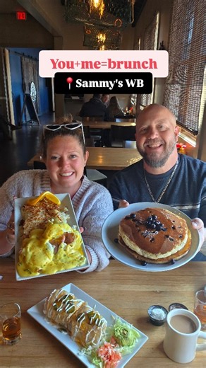 NEW HOTT Brunch spot Sammy Sea's formally known as Waterman's Brewing. . Sammy's has HUGE portions for a great price! Get a few different items to share and plan to take some home. We opted for the blueberry pancakes, traditional benny, biscuits and gravy and a chorizo burrito that was the size of my forearm 🤣🤣😋 . The restaurant side is on the right and on the left of the building is @getshipfacedwb where you can get your favorite beers, cocktails, and a different food menu. AND they have $1 