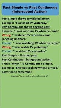 Past Continuous vs Past Simple (interrupted action) - Grammar Key
