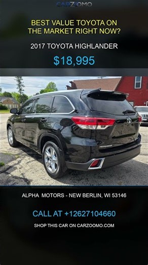 2017 Toyota Highlander Limited — 129K Miles for $18,995 | CarZoomo