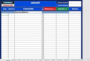 Feuille de calcul Microsoft Excel - Registre de chéquier sur 12 mois (lignes blanches) (POUR PC UNIQUEMENT) - Etsy France