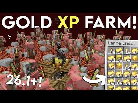NEW UPDATED Minecraft 26.1 Gold XP Farm Tutorial | 50 Levels in Minutes