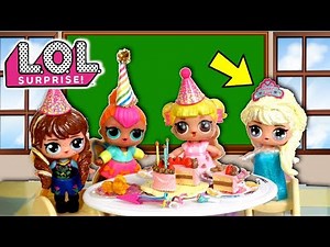 LOL Frozen Family Surprise Birthday Party in Barbie School with Baby Goldie & Punk Boi