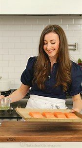 According to my readers, this easy Oven-Baked Salmon has impressed in-laws, saved marriages, and has even left picky eaters smiling! RECIPE: https://natashaskitchen.com/baked-salmon-with-garlic-and-dijon/ | NatashasKitchen.com