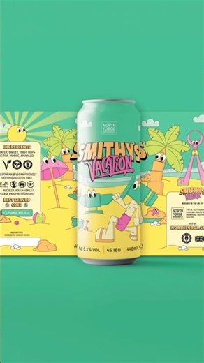 Brand design for a beer can using mascot design illustration