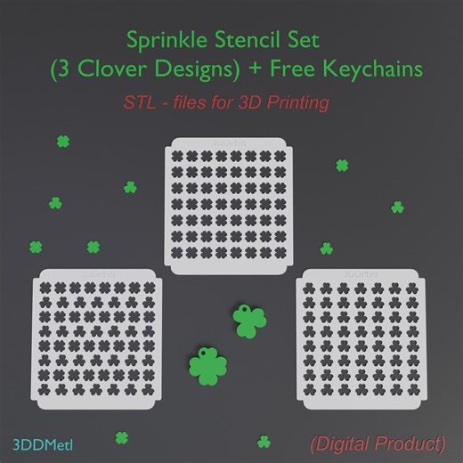Sprinkle Stencil Set (3 Clover Designs) + Free Keychains (STL Files for 3dprinting) - Etsy