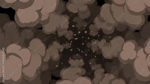 Dust ground explosion in 2D cartoon FX with expanding clouds and no glow effect in 4K for animation overlays and VFX
