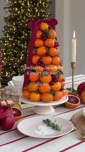 DIY Orange Christmas Topiary Centerpiece Tutorial