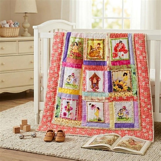 Whimsical Woodland Fairy & Garden Baby Quilt (approx. 40"x40") - Etsy