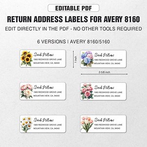 Return Address Labels for Avery Labels 8160, Address Label Template, Avery 1 X 2-5/8" Inkjet Labels, Floral Botanical Designs, Return Labels - Etsy Canada