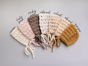 Crochet Baby Bonnets in Ginger, Dusty Pink, Oatmeal, and Cream From Sizes Newborn to Toddler, Handmade Baby Shower Gift - Etsy