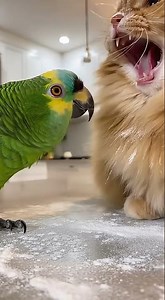 Parrot Confronts Cat in Flour Explosion 😂🦜🐱 | “Don’t Meow at Me!”