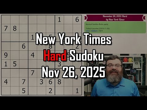 NYT Hard Sudoku Walkthrough | Nov 26, 2025
