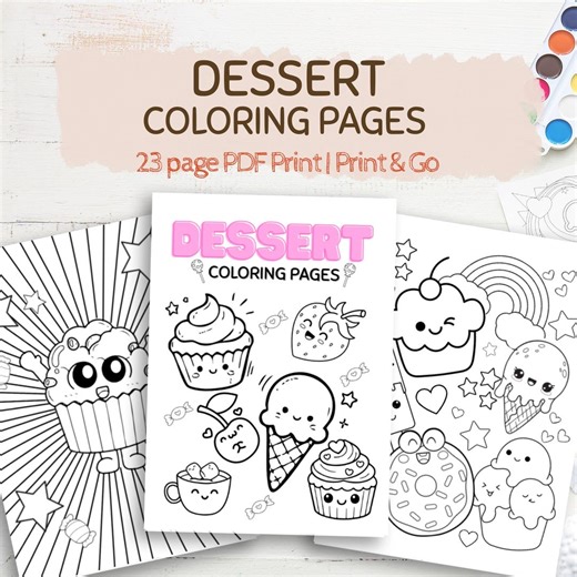 Dessert Coloring Pages for Kids | Sweet Treat Coloring Worksheets | Printable Toddler & Preschool Activity | Screen Free Playful Learning - Etsy