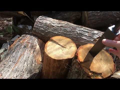 Manual log splitter splits wood with hammer slide Steal Metal (02-27-2020)