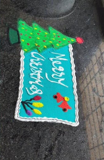 merry Christmas lot of love 😘 easy rangoli made by paint Wale hath #indianrangole #christmas