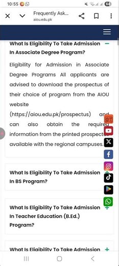 what is eligibility to take admission in associate degree degree programs in AIOU