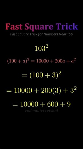 Square Trick for Numbers Near 100 Fast Mental Math Shortcut #mathtricks #squares #shorts