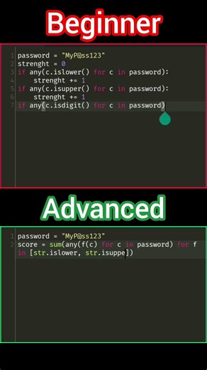 Python password strength checker beginner vs advanced #coding #programming #python