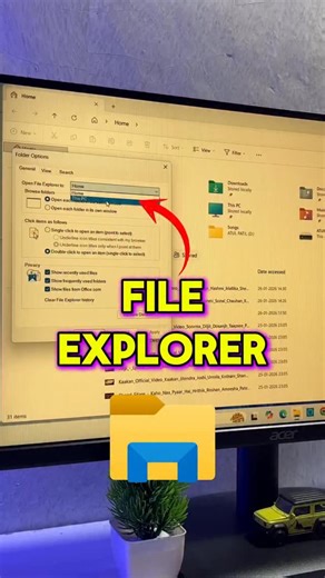 IT ATUL on Instagram: "90% log ye setting nahi jaante 😱 File Explorer Trick 😤 Roz File Explorer kholte hi Home page aa jata hai? 👉 Bar-bar click karna band karo bhai! 🔥 Bas 1 simple setting aur File Explorer direct This PC kholega 💻 ⏱️ Time bachega, kaam fast hoga! 📌 Video end tak zarur dekhna ❤️ Like karo, 💬 comment “PC” likho 📲 Follow karo aisi hi computer & mobile tricks ke liye #computertricks #windows10 #windows11 #fileexplorer #thispc #pctips #laptoptricks #techtipsinhindi #hindite