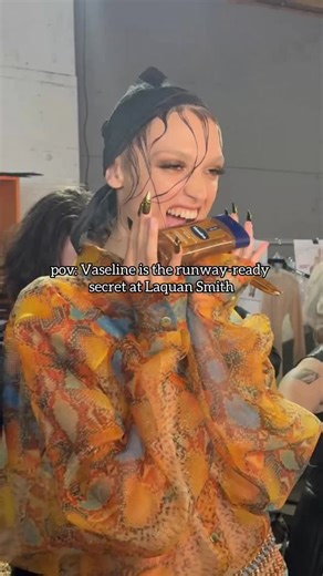 29K views · 67 reactions | The models at the @laquan_smith SS26 show were serving looks and a serious glow. Their secret? @vaseline’s $9 Glazed & Glisten Gel Oils. They each applied the viral body oil all over their arms, legs, and décolleté for that runway-ready radiance. ✨ #nyfw #vaseline #skincareroutine | Byrdie | Facebook