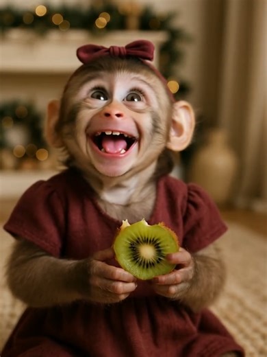 Mini Monkeys Enjoying Kiwi Snacks