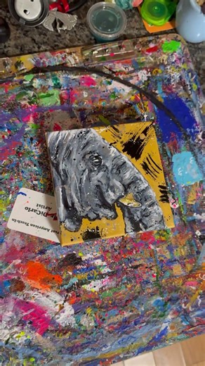 New mini 6x6 inch elephant! Thinking of doing a Timelapse of a bigger 1 🤔 #wildlife #painting #art