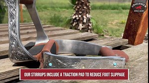 CHALLENGER Horse Saddle Stirrups Western Saddle Engraved Aluminum Angled Slanted Bell 51188