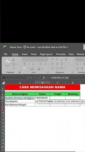 Cara Misahin Nama Lengkap #shorts #exceldasar #excelpemula #exceltutorial #krani #admin #kranisawit