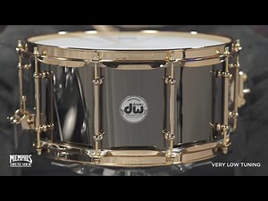 Check out the DW 14x6.5 Collector's Series Black Nickel Over Brass Snare Drum with Gold Hardware and Tube Lugs ($718.80)! Featuring a 1mm black nickel over brass shell with 45 degree bearing edges. Buy it now at https://memphisdrumshop.com/dw-14x65-collectors-series-black-nickel-over-brass-snare-drum-with-gold-hardware-and-tube-lugs-drvb6514svgt #drums #drumshop #snaredrum #dwdrums | Memphis Drum Shop & myCymbal.com
