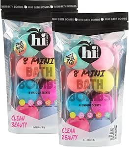 2 Mini Bath Bomb Bags 8 Ct Each (16 Count Total) - Stocking Stuffers, Gifts for Mom, Kids, Best Friend, Travel Essentials, Stress Relief, Self Care, Bath Bombs Color Learning in Bath Fun