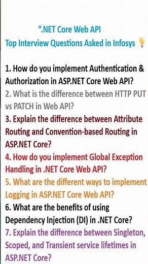 .NET Core Web API | Top Interview Questions Asked in Infosys 💡