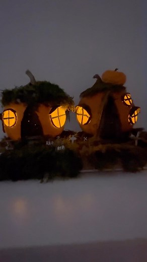 Maryinthefairyland on Instagram: "The 2 Pumpkin fairy houses together - built with natural & recycled materials. Full DIY video on my YouTube channel. #fairyhome #fairyhouse #gnomhaus #naturalfairyhouse #feenhaus #diyhalloweencrafts #halloweendiy #pumkincarving #pumpkinfairyhouse #pumpkinfairyhome #halloweenfairyhouse #kürbisfeenhaus"
