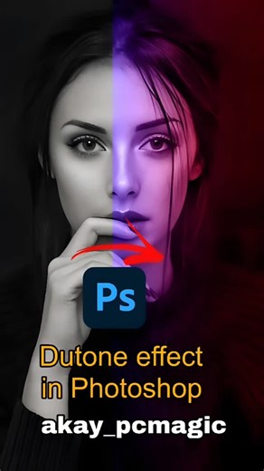 Akay_pcmagic on Instagram: "🎨 Master the Gradient Map for the perfect Duotone! Stop messing with multiple color overlays! I'll show you the quickest, non-destructive way to apply a clean Duotone effect in Photoshop: Add a Gradient Map Adjustment Layer. Double-click the gradient to choose your two contrasting colors (light for shadows, dark for highlights). Watch the magic happen! ✨ This technique is fully editable and keeps your original image intact. 💡 Double-tap if you love high-contrast des