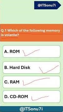 Ram is Volatile memory mcq Computer Memory ‪@ITSonu7i‬ #education #english #basic #vocabulary