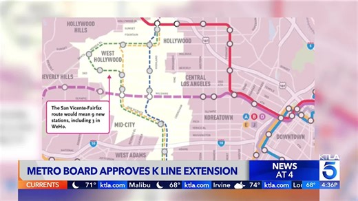 L.A. Metro approves K Line extension into West Hollywood