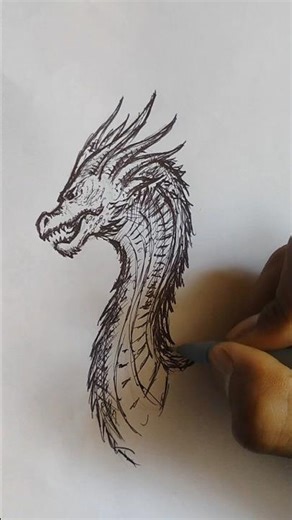 Drawing a Mythical Dragon 🖋️✨ | Step by Step​#Drawing #DragonArt #Sketching #shorts #trending #viral