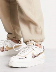 Nike Air Force 1 Shadow trainers in sail white and leopard | ASOS