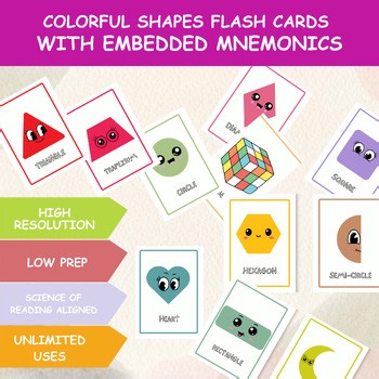 Colorful Geometric Shapes Flash Cards PDF   PNG printable Shapes  for Kids
