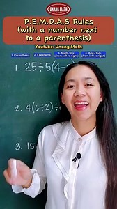 1.4K views · 135 reactions | P.E.M.D.A.S. Rules (with a number next to a parenthesis) #PEMDAS #math #mathproblems #mathskills #MathTutoring #matheducation | Unang Math | Facebook